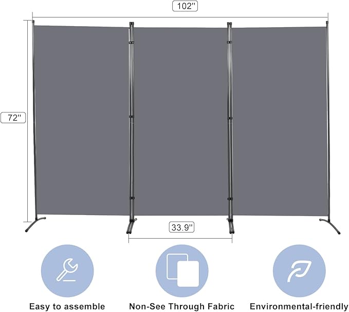 Room Divider 6FT Folding Privacy Screens, 3 Panel Partition Room Dividers - Image 5