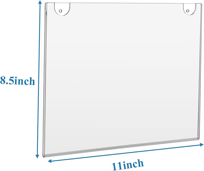 PecMuikee Acrylic Sign Holder 8.5x11 Horizontal, Wall Mount Acrylic Sign Holder - Image 3