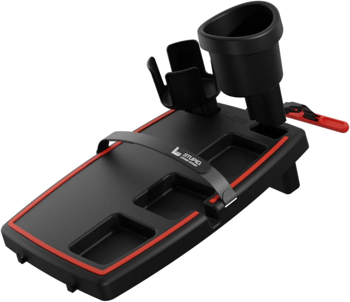 STUPID Car Tray Table with 2 Cup Holders for Passenger Seat - Hot Rod
