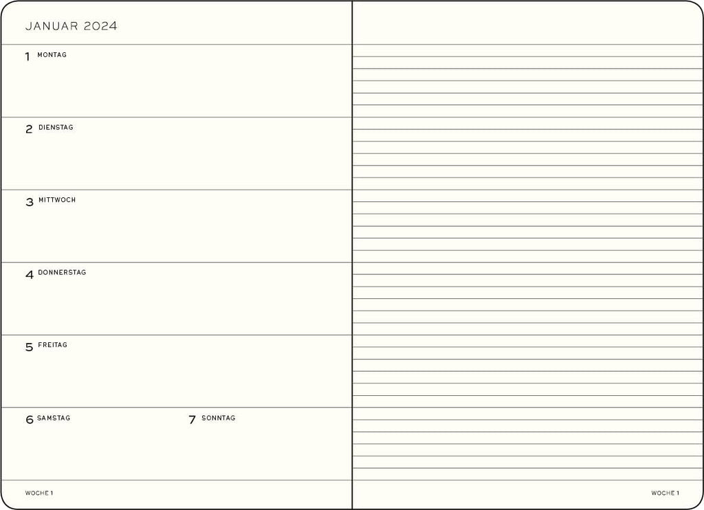 LEUCHTTURM1917 367744 Weekly Calendar & Notebook Pocket (A6) 2024, with Extra Book for Addresses and Anniversaries, Stone Blue, German, 12 Months