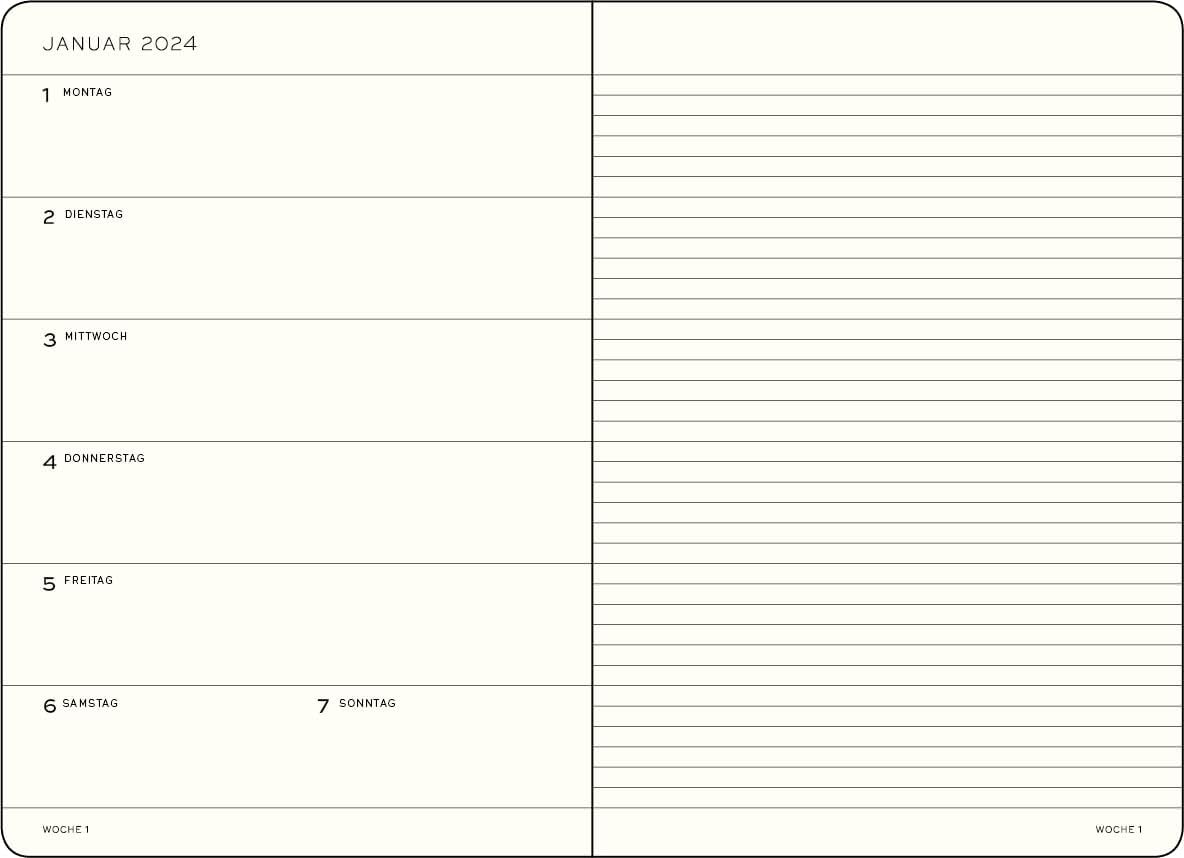 LEUCHTTURM1917 367744 Weekly Calendar & Notebook Pocket (A6) 2024, with Extra Book for Addresses and Anniversaries, Stone Blue, German, 12 Months