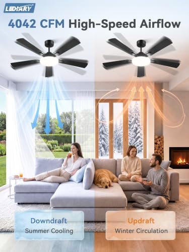 lediary 52 inch ceiling fans with lights dc showing dimensions