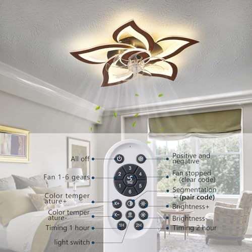 flower modern ceiling fans with lights, low profile shown in use