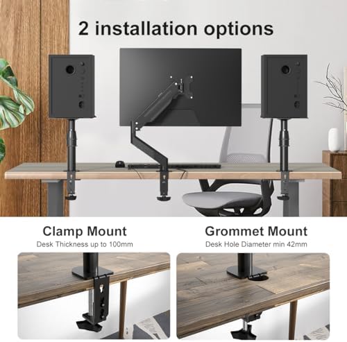 suptek Clamp-on Speaker Stand Desk Mount Set, Height Adjustment, Tilt, Swivel...