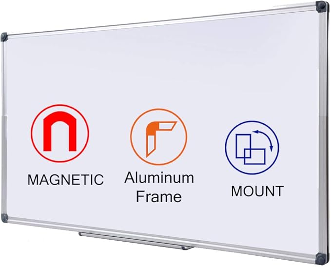 Magnetic Dry Erase Board with Pen Tray, 48 x 24 Inch, Aluminum Frame Portable by DexBoard