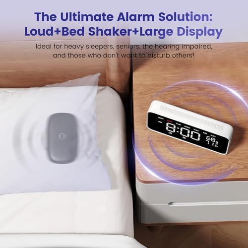 dekala bed shaker loud alarm clock for heavy shown in use