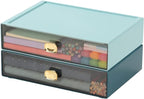 OSteed Spacious Desktop Storage Box, 2 Large Storage Drawers, Stackable Office - Image 4