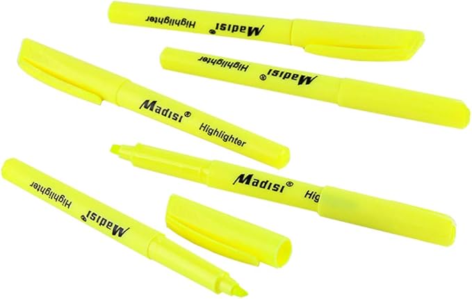 Madisi Highlighters, Chisel Tip, Fluorescent Yellow, Bulk Pack - Image 3
