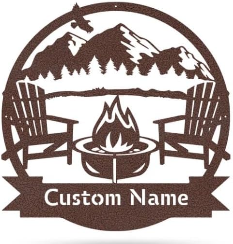 RealSteel Personalized Mountain Campfire Monogram Metal Sign – Custom Family by RealSteel