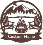 RealSteel Personalized Mountain Campfire Monogram Metal Sign – Custom Family by RealSteel