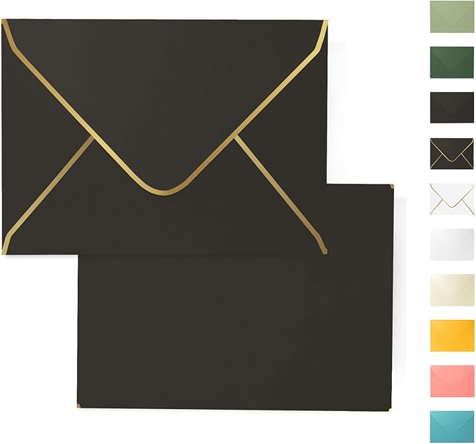 Black 5x7 Envelopes 50 Pcs, Goefun A7 Envelopes by Goefun