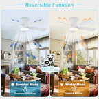 depuley modern ceiling fan with light: 42-inch white shown in use