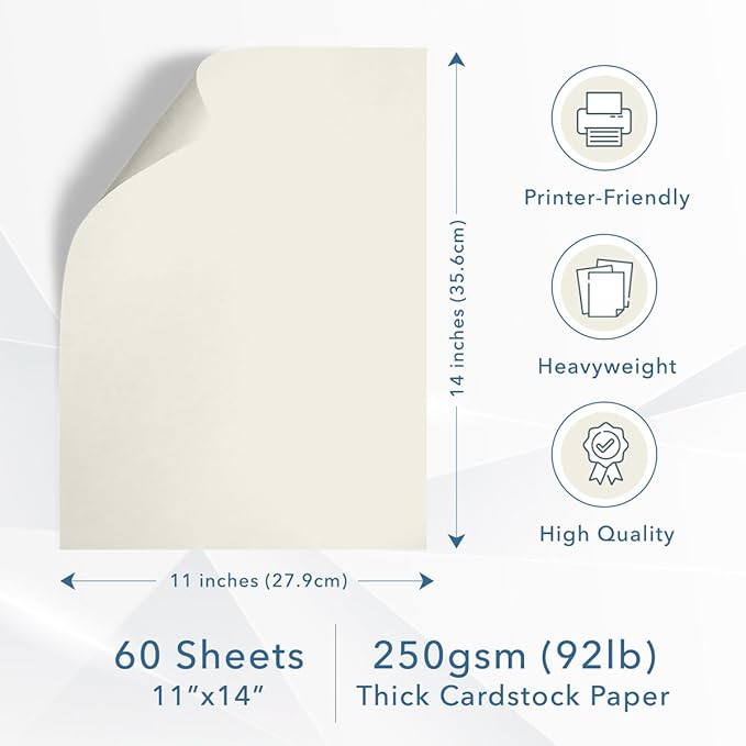MOS Off-White Cardstock Paper 11 x 14 Inch — Heavyweight Poster Board Card Stock - Image 2