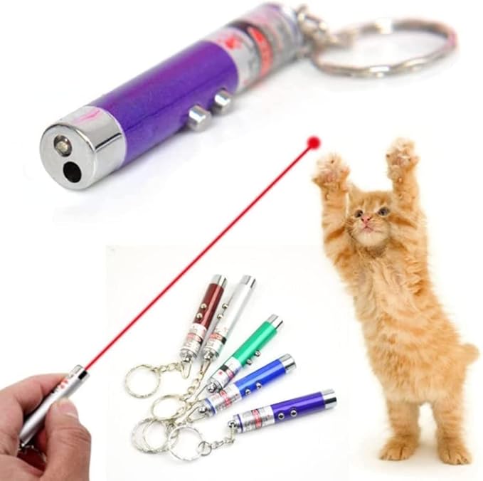 6 PCS Cat Toys Laser Pointer Mini Keychain Laser Pointer LED Flashlight Dog - Image 5