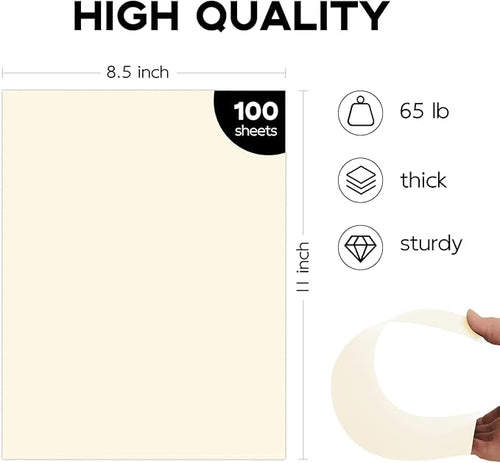 100 Sheets Cream Cardstock 8.5 x 11 Off White Card Stock, Goefun 65lb Ivory - Image 2