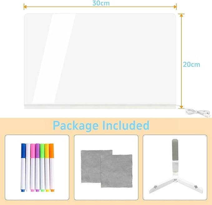 Led Note Board with Colors, 12” X 8” Acrylic Led Light Up Message Board - Image 7