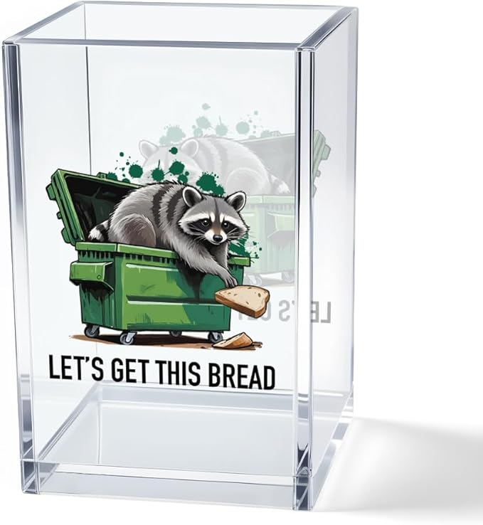 Vgrti Let痴 Get This Bread Acrylic Cosmetic Pencil Pen Holder Cup, Funny Raccoon by Unknown