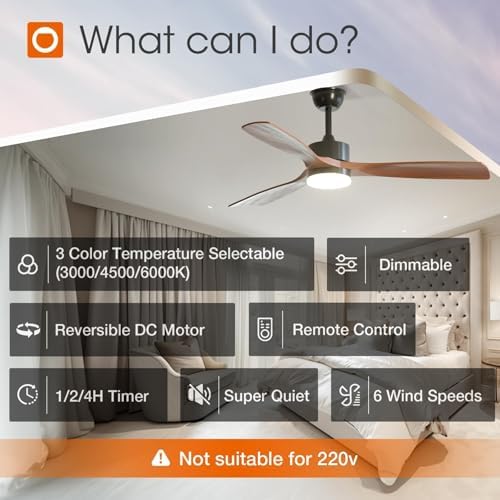 addlon 52 inch solid wood ceiling fans with showing dimensions