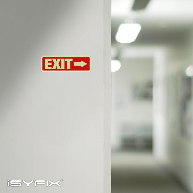 iSYFIX Exit Signs with Directional Right Arrow, Glow in the Dark, - Image 7