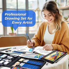 drawing set sketching kit, pro art supplies sketch on a desk or shelf