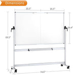 VIZ-PRO Double-Sided Mobile Whiteboard, 72 x 40 Inches, Magnetic Rolling Dry - Image 2