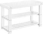 Pipishell Bamboo Shoe Rack Bench, 3-Tier Sturdy Shoe Organizer, Storage Shoe