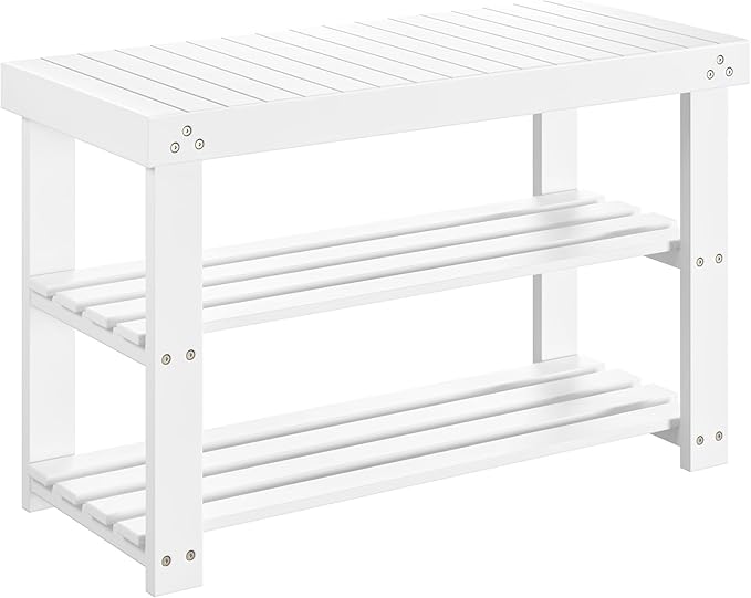 Pipishell Bamboo Shoe Rack Bench, 3-Tier Sturdy Shoe Organizer, Storage Shoe by Pipishell
