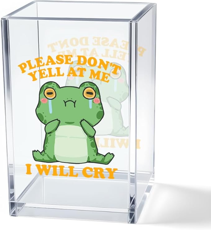 Vgrti Please Don't Yell at Me I Will Cry Acrylic Cosmetic Pencil Pen Holder Cup by Unknown