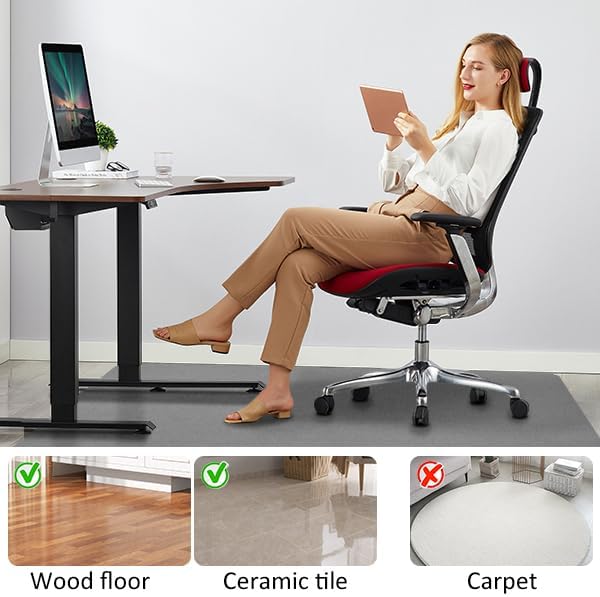 Office Chair Mat for Hardwood Floor&Tile,55"x35" Anti-Slip Desk Chair Mat,Low-Pile Mat,Multi-Purpose Hardwood Floor Protector for Office,Home (Light Grey, 35 * 47IN)