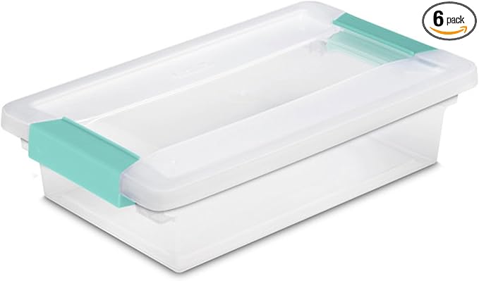Sterilite 6-Pack Clip Box, Stackable Clear Plastic Bins by Sterilite