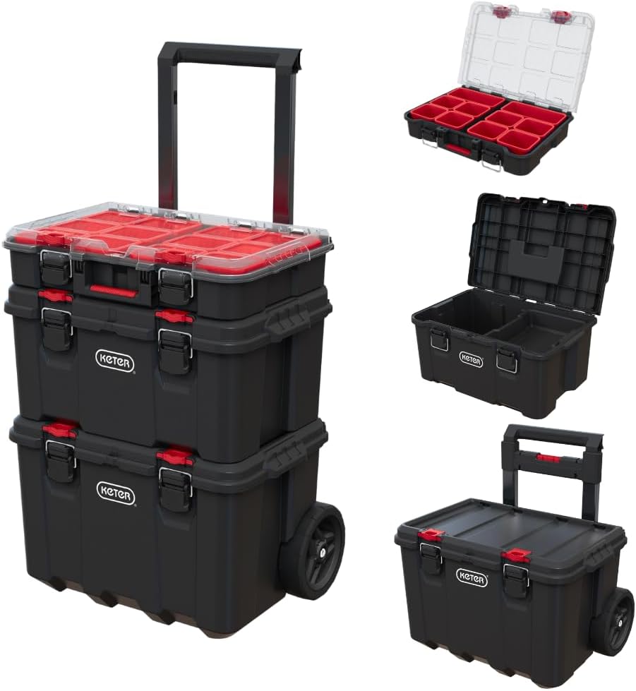 keter stack n rolling tool box modular storage, main product view