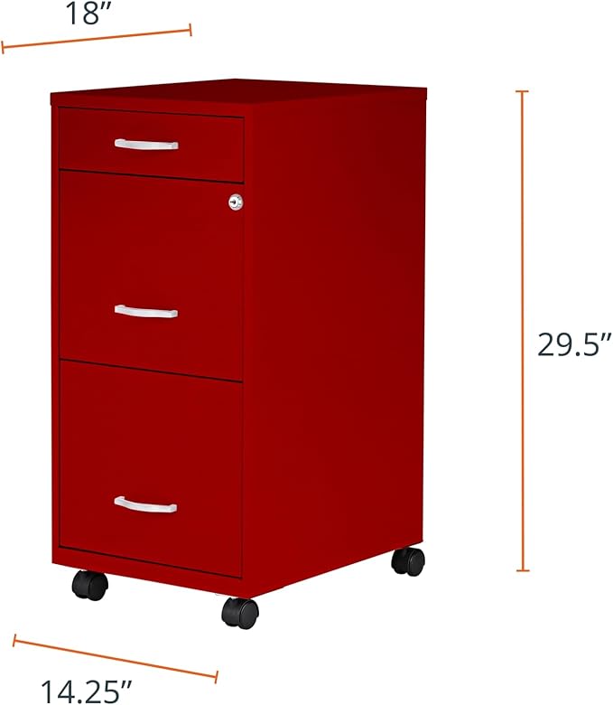 LYS SOHO Box/File/File Mobile Red File Cabinet, 3 Drawer - Image 2