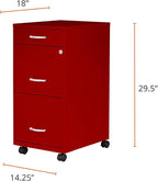 LYS SOHO Box/File/File Mobile Red File Cabinet, 3 Drawer - Image 2