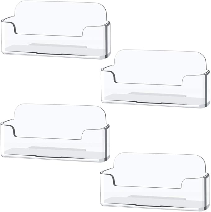 Qizpcer 4 Pack Clear Plastic Business Card Holder, Acrylic Business Card Display by Qizpcer