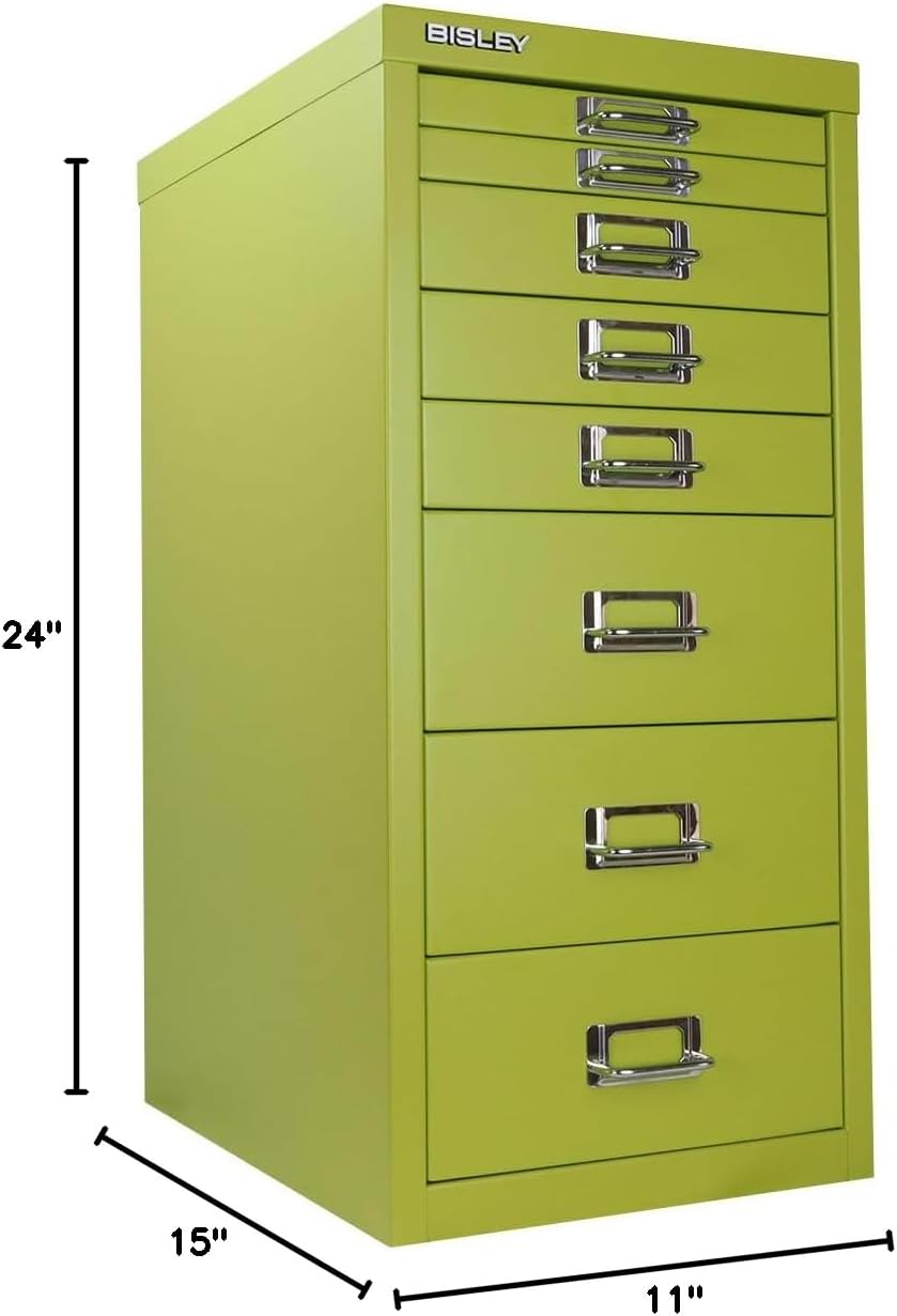 8-Drawer Steel MultiDrawer Cabinet - Green, by Bisley
