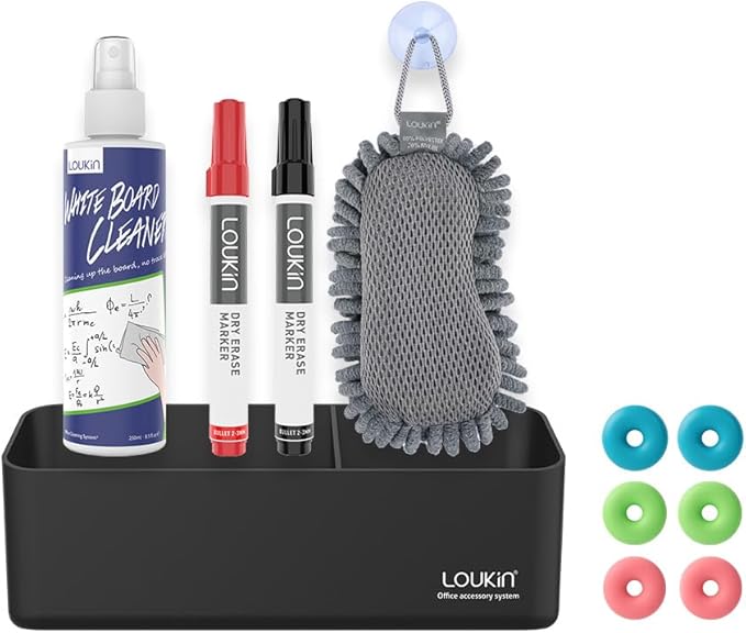 LOUKin Magnetic and Adhesive Marker Holder, Dry Erase Accessory Tray Set by LOUKIN