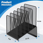 Inclined 5-Section Desk File Organizer, Vertical File Folder Holder File Sorter - Image 2
