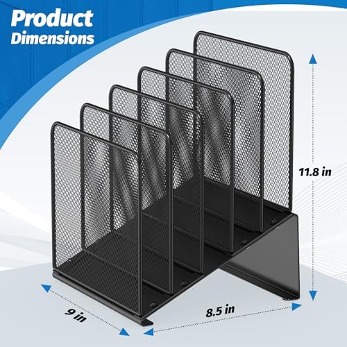 Inclined 5-Section Desk File Organizer, Vertical File Folder Holder File Sorter - Image 2