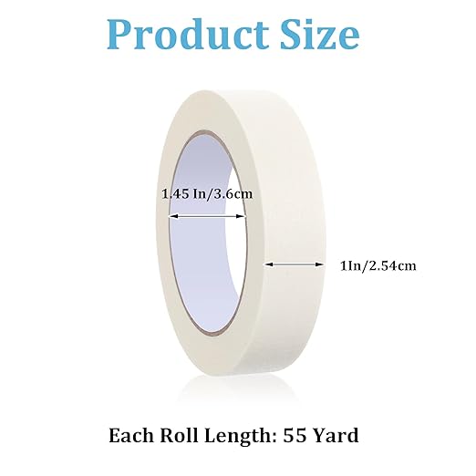 HOFURME 12 Rolls Masking Tape Bulk 1 Inch White Beige Masking Tapes - Image 2