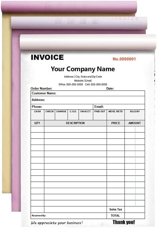 Personalized Invoice Book Custom 2 Part/3 Part Receipt Book Quote Estimate by BFHEFGSUU