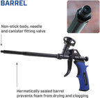 Faithfull Non Stick Foam Gun, Heavy-Duty, Fully Coated Non-Stick Body, Stainless Steel Barrel & Needle, Sealant Dispensing Spray Applicator