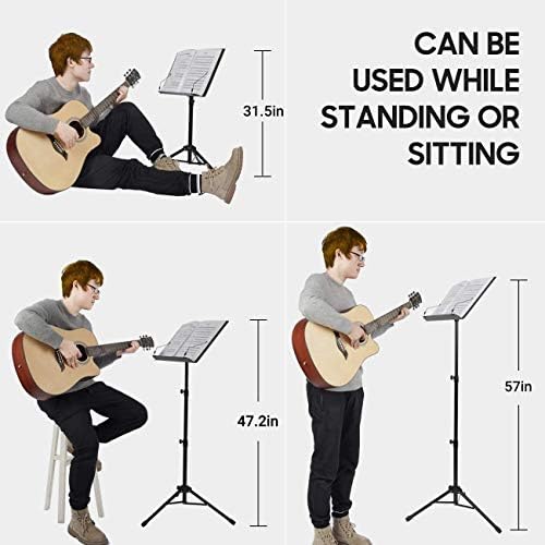 CAHAYA Sheet Music Stand Dual-use Convert to Desktop Stand Adjustable Black