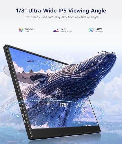 14" Portable Monitor FHD 1200P HDMI/USB-C Plug Travel External Monitor