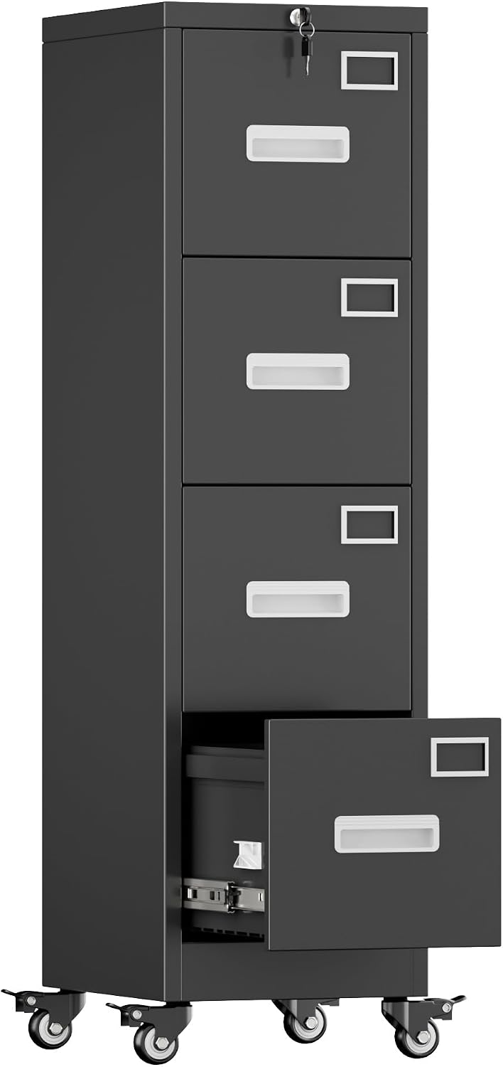 aobabo 4 drawer metal file cabinet with lock, main product view