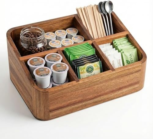 dstuff acacia wood coffee station organizer for countertop, main product view