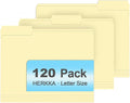 Manila Folders, HERKKA 120 Pack 1/3 Cut Tab File Folders, Manila Folders 8.5 x by HERKKA