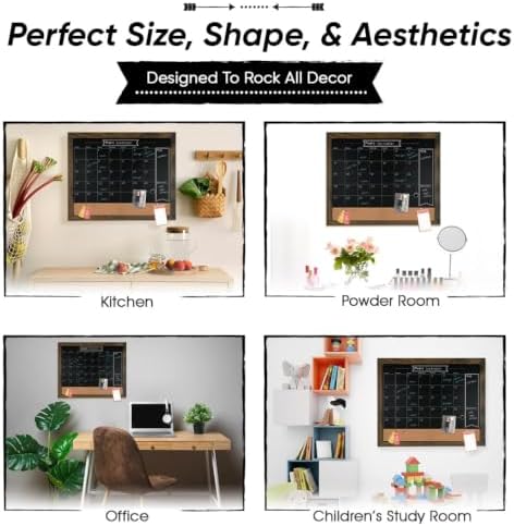 Loddie Doddie Framed Chalkboard Calendar, Menu Board for Kitchen, 24" x ...