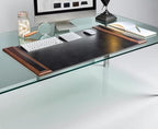 Walnut & Black Leather 34" x 20" Side-Rail Desk Pad - Image 2
