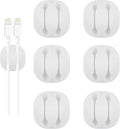 Shintop Cable Clips, 6 Pack White Double Cord Holder Adhesive Cord Management by Shintop