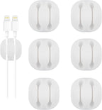 Shintop Cable Clips, 6 Pack White Double Cord Holder Adhesive Cord Management by Shintop